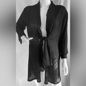 J Valdi Cardigan Coverup Tie Front Black